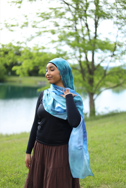 Paint Satin Hijab - Ocean Blend