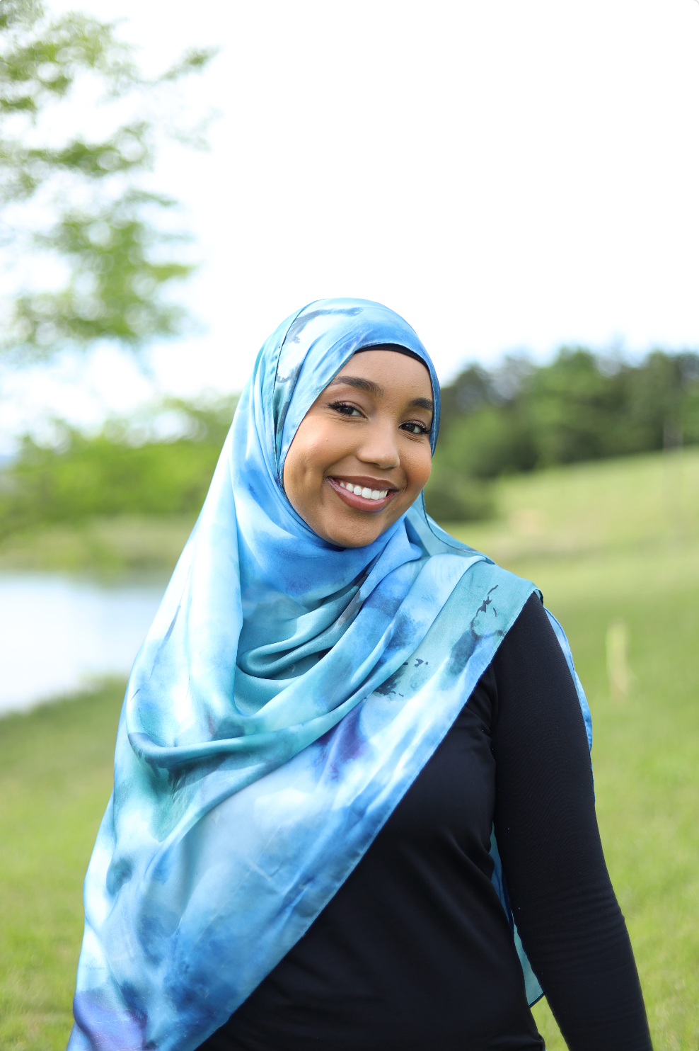 Paint Satin Hijab - Ocean Blend