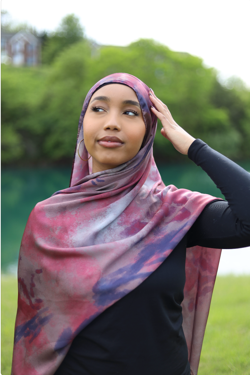 Paint Satin Hijab - Plum Navy Blend