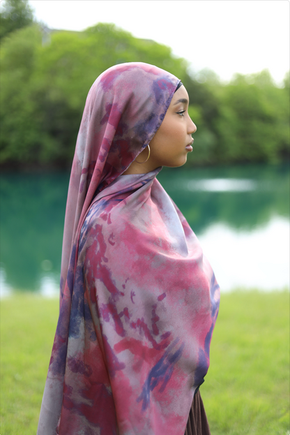 Paint Satin Hijab - Plum Navy Blend