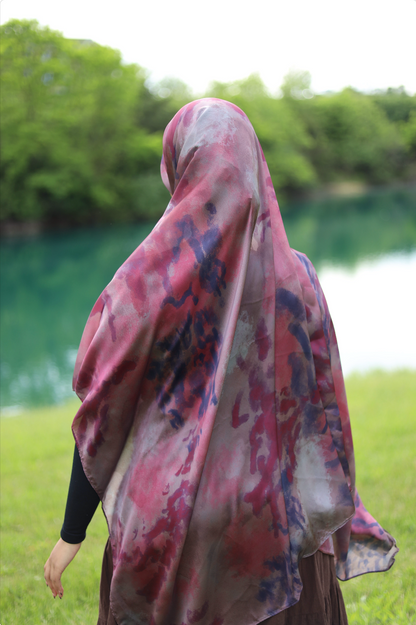 Paint Satin Hijab - Plum Navy Blend