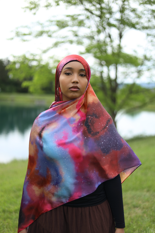 Paint Satin Hijab - Galaxy